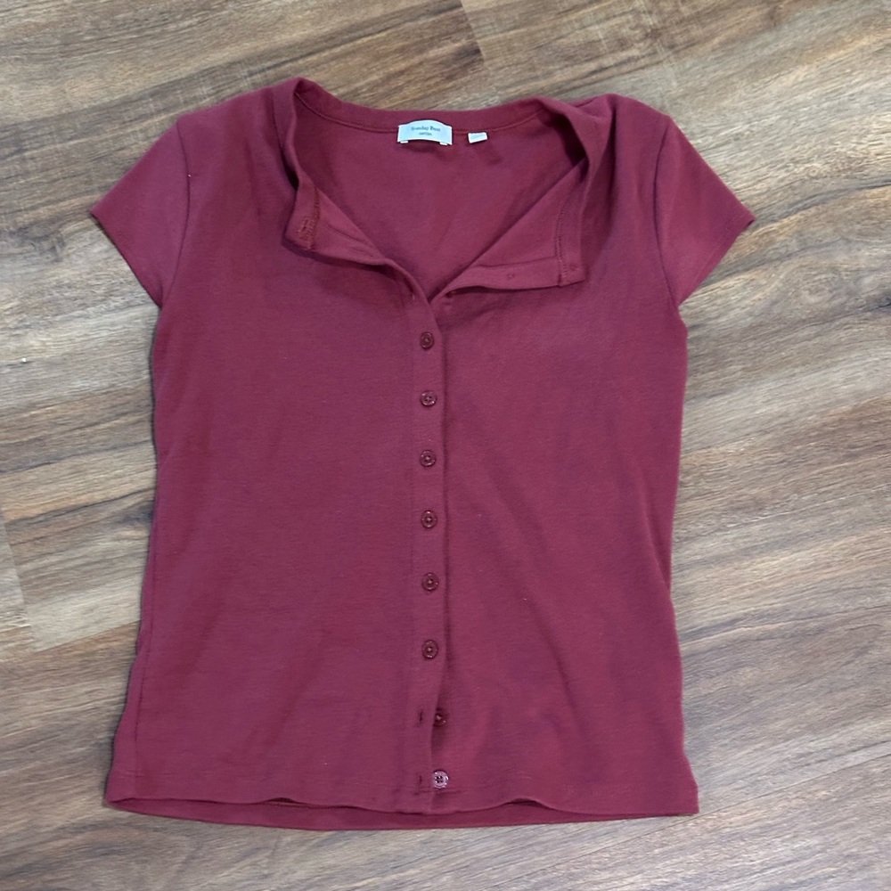 Aritzia Sunday Best Button-Front Short Sleeve Top